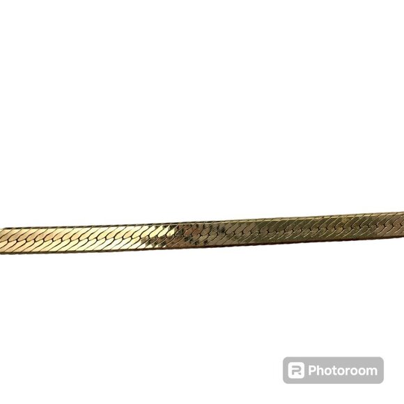 Gold Tone Herringbone Necklace 5mm Fashion Jewelry Layering Necklace 20" - Picture 2 of 7
